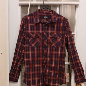 Eighty Eight Men's Red and Blue Plaid Shirt
